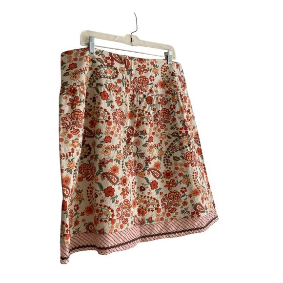 Christopher & Banks White Red Floral Beaded Linen Cotton Beaded Skirt Size 16 - Picture 15 of 16